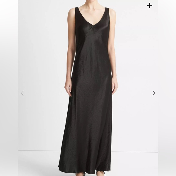 Vince Black V-Neck Maxi Slip Dress